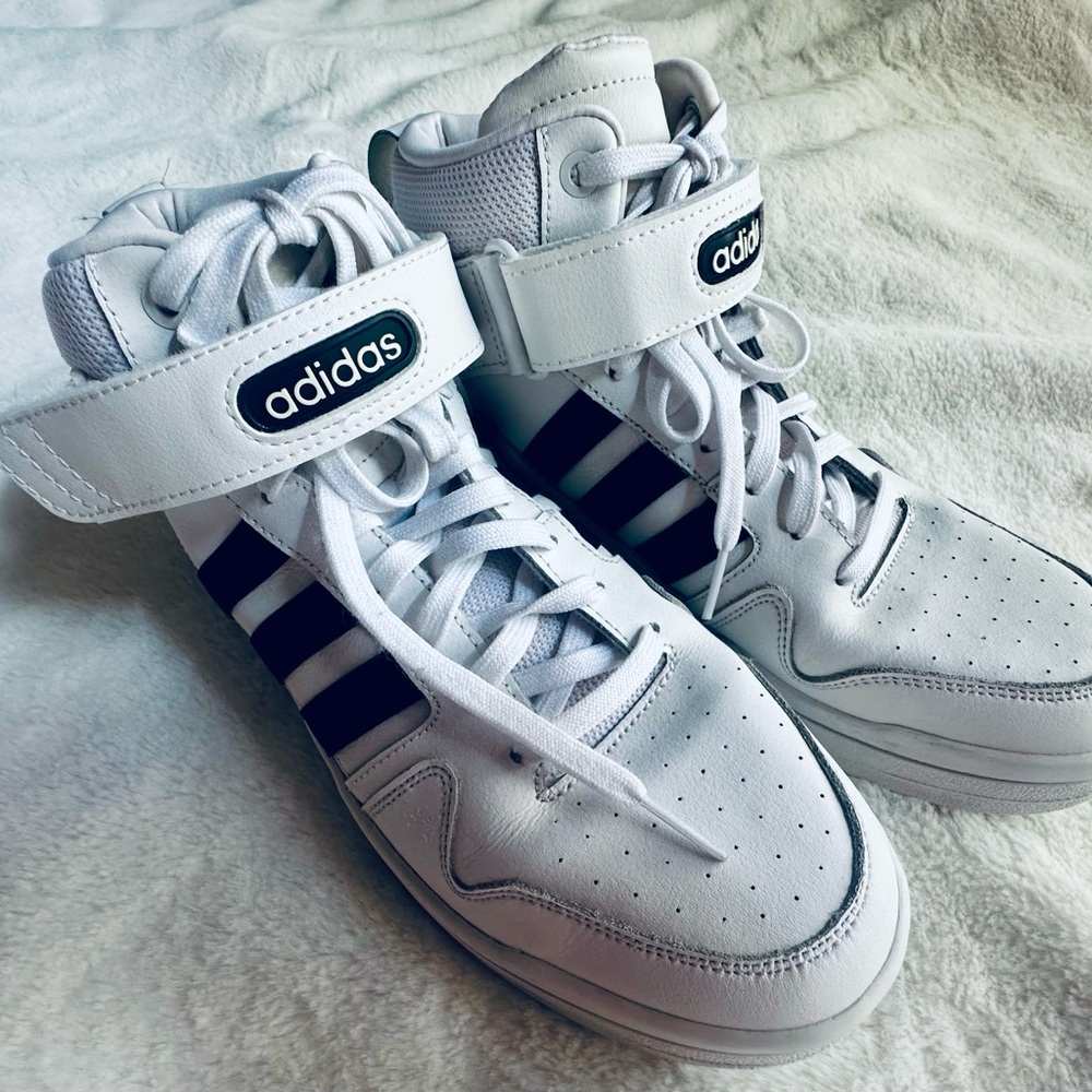 Adidas Women’s White and Black High-Top Sneakers